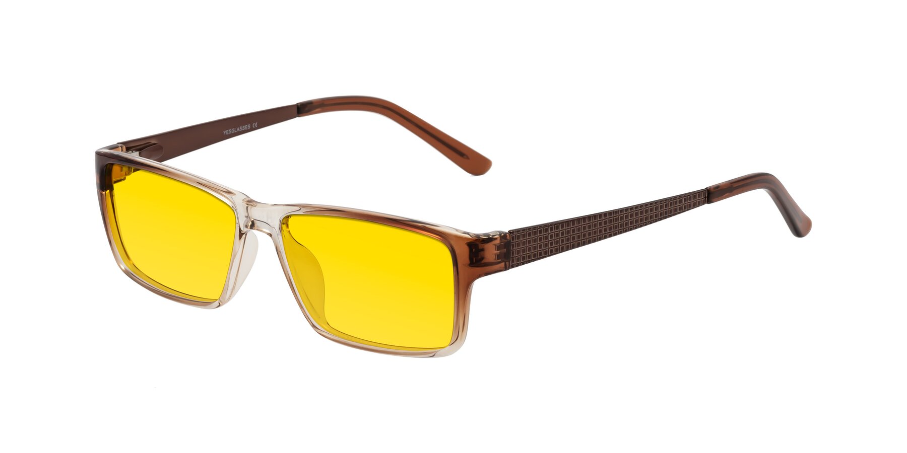 Angle of Natural in Gradient Brown with Yellow Tinted Lenses