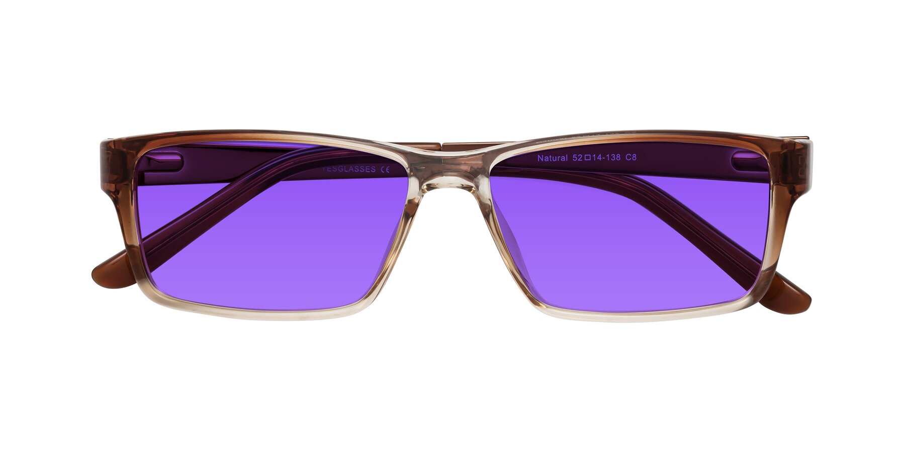 Folded Front of Natural in Gradient Brown with Purple Tinted Lenses