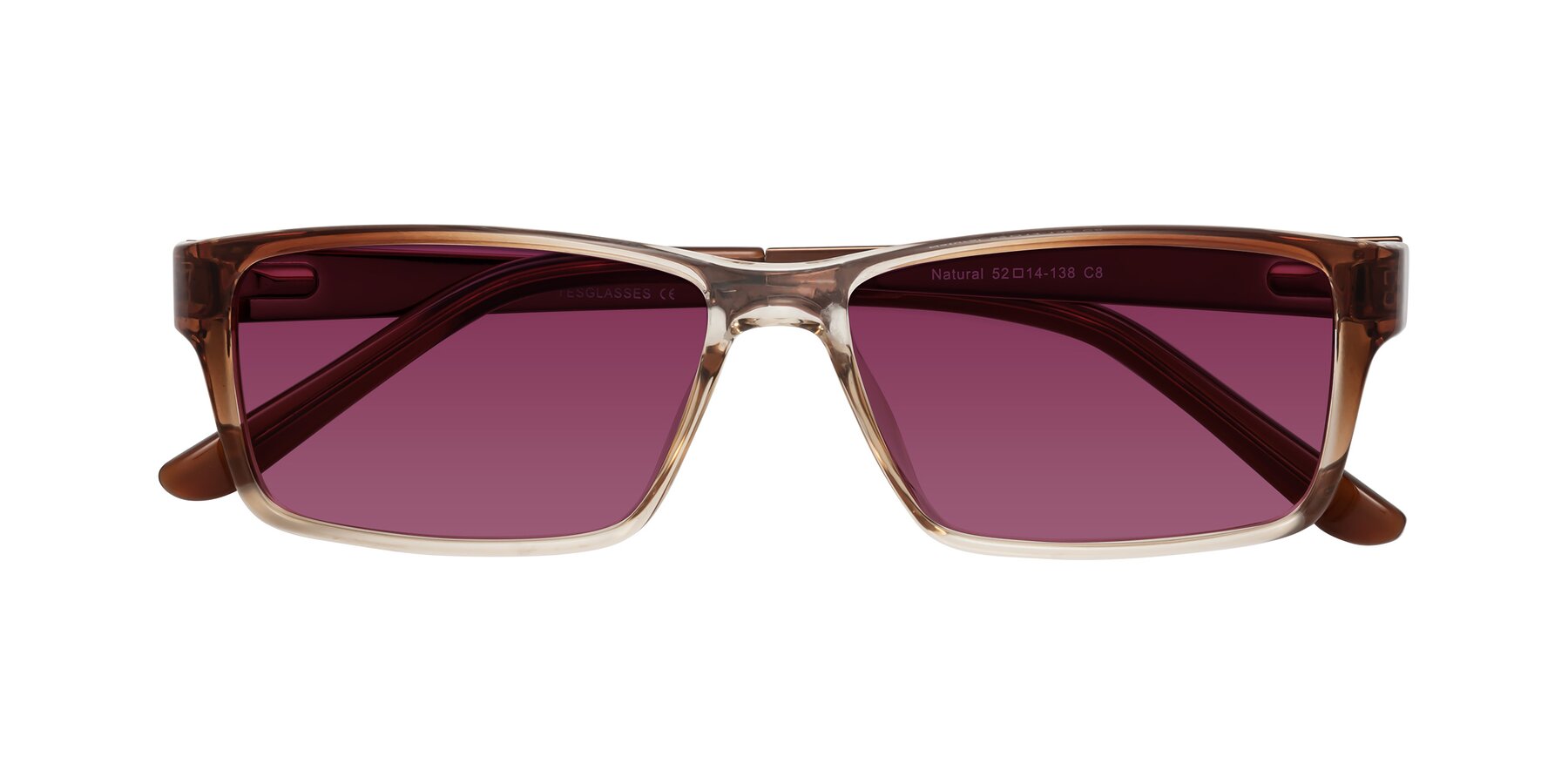 Folded Front of Natural in Gradient Brown with Wine Tinted Lenses