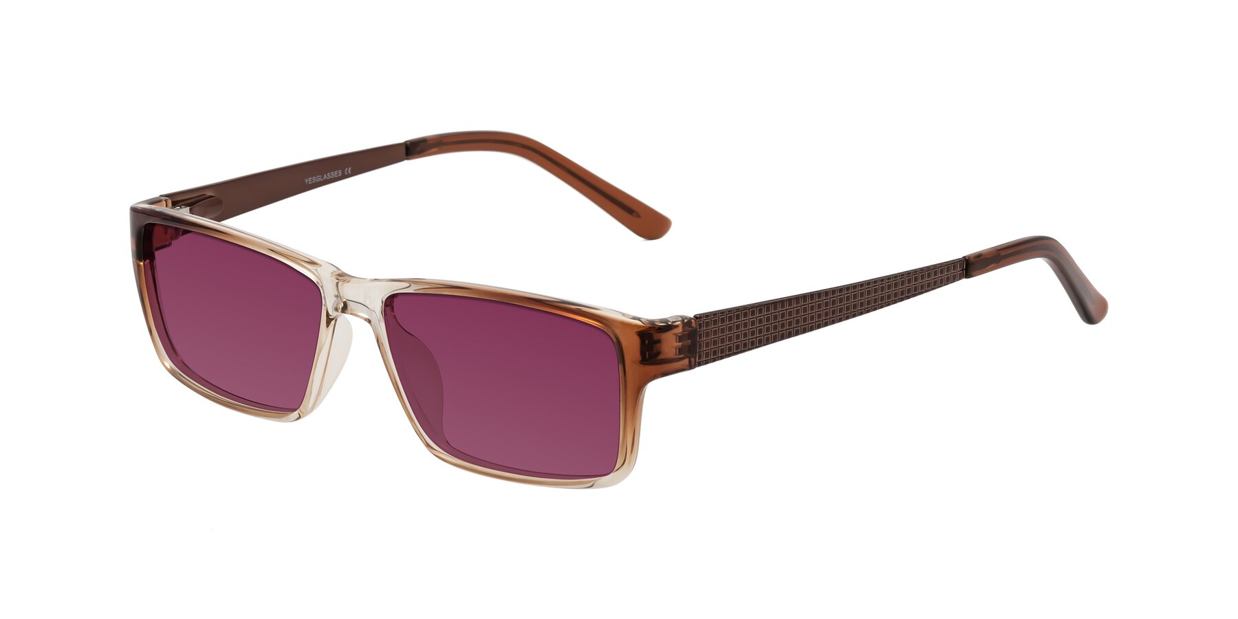 Angle of Natural in Gradient Brown with Wine Tinted Lenses