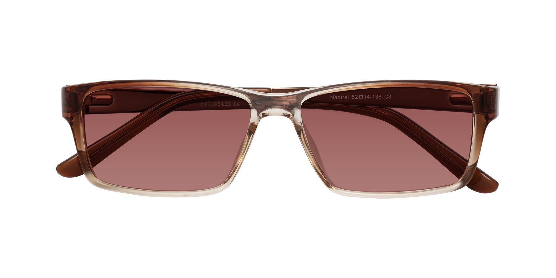 Folded Front of Natural in Gradient Brown with Garnet Tinted Lenses