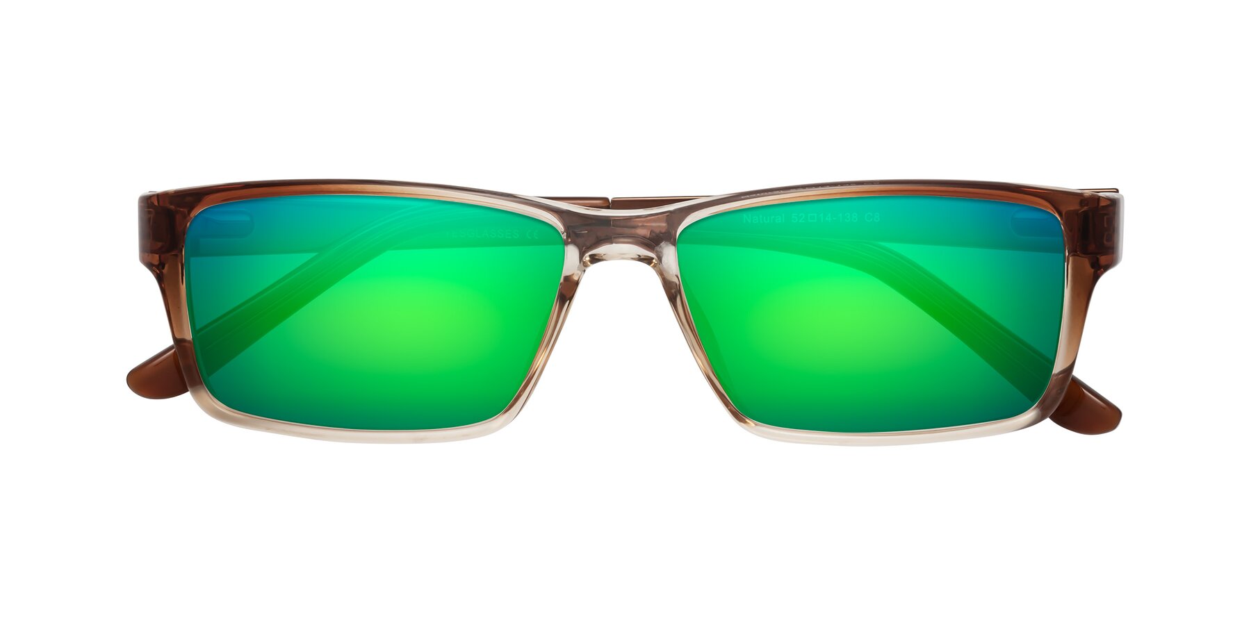 Folded Front of Natural in Gradient Brown with Green Mirrored Lenses