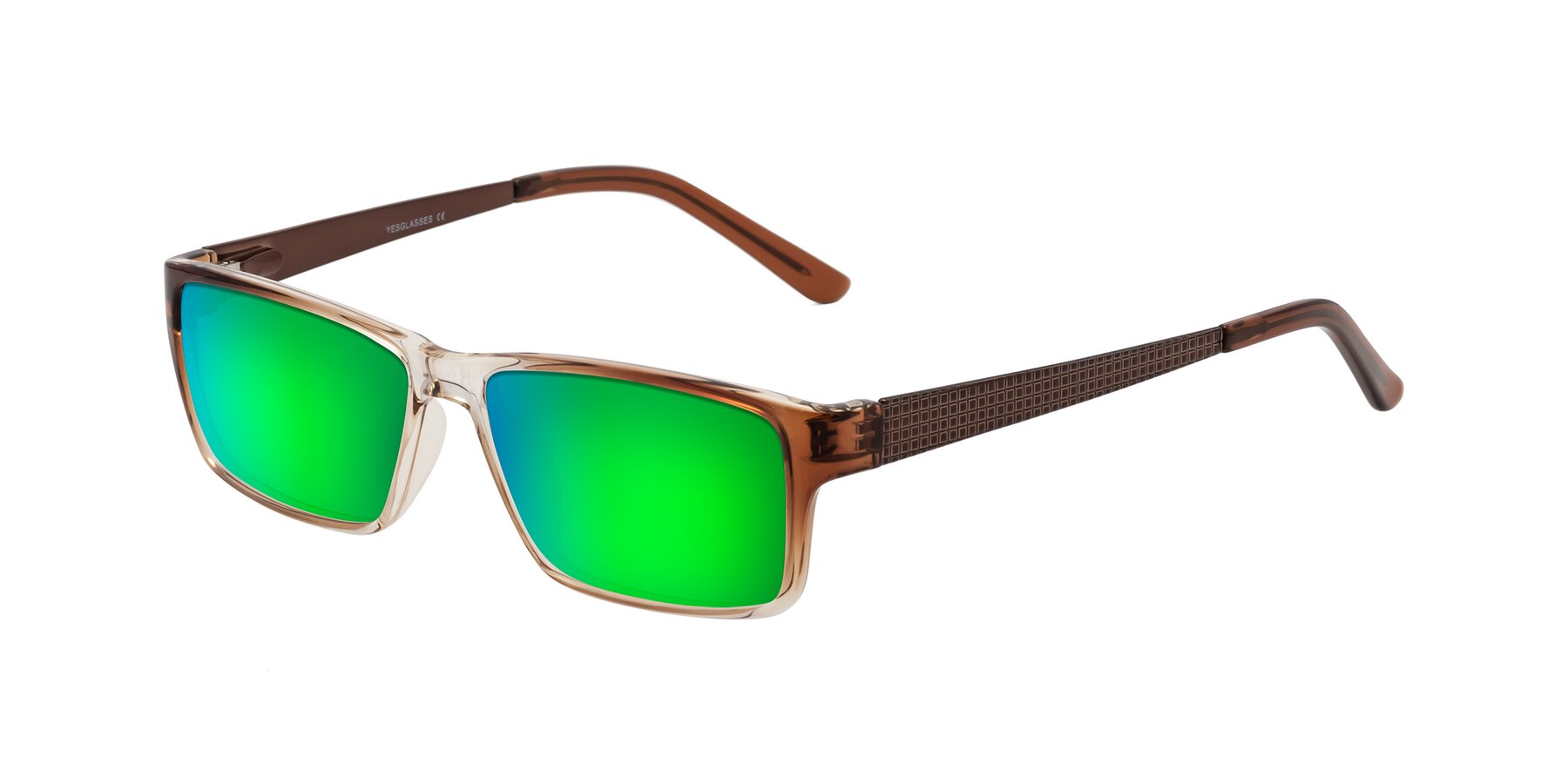 Angle of Natural in Gradient Brown with Green Mirrored Lenses