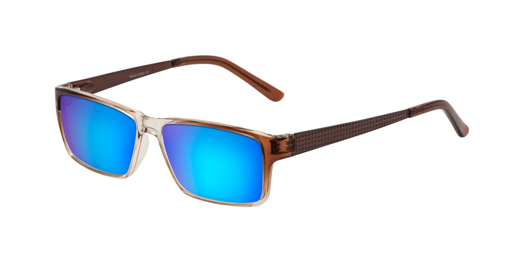 Angle of Natural in Gradient Brown with Blue Mirrored Lenses