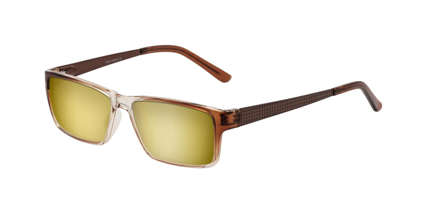 Angle of Natural in Gradient Brown with Gold Mirrored Lenses