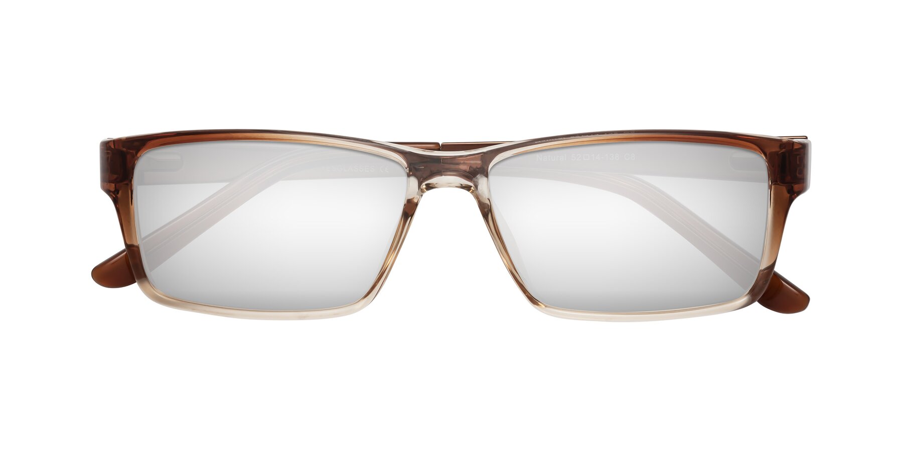 Folded Front of Natural in Gradient Brown with Silver Mirrored Lenses