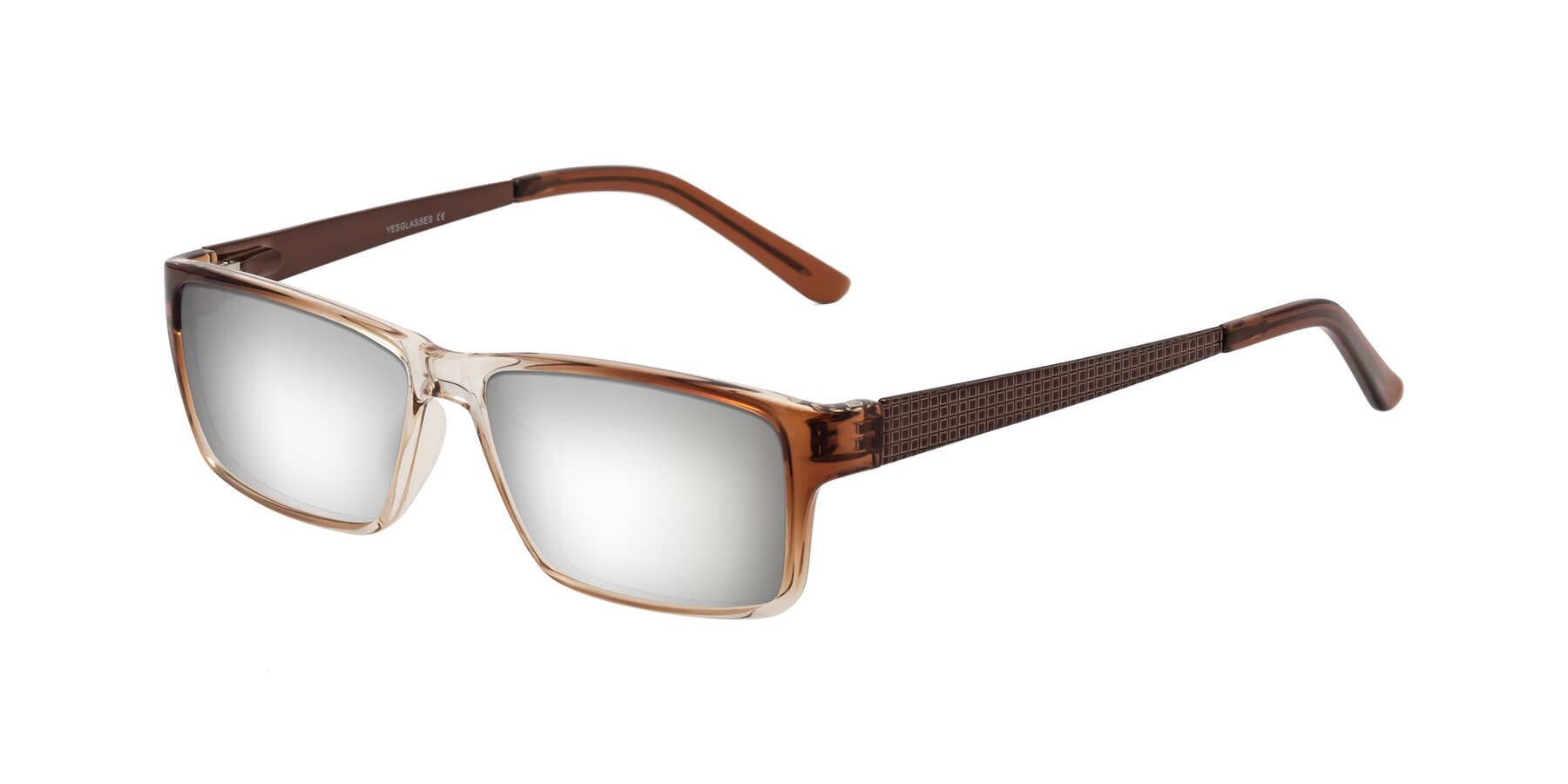 Angle of Natural in Gradient Brown with Silver Mirrored Lenses