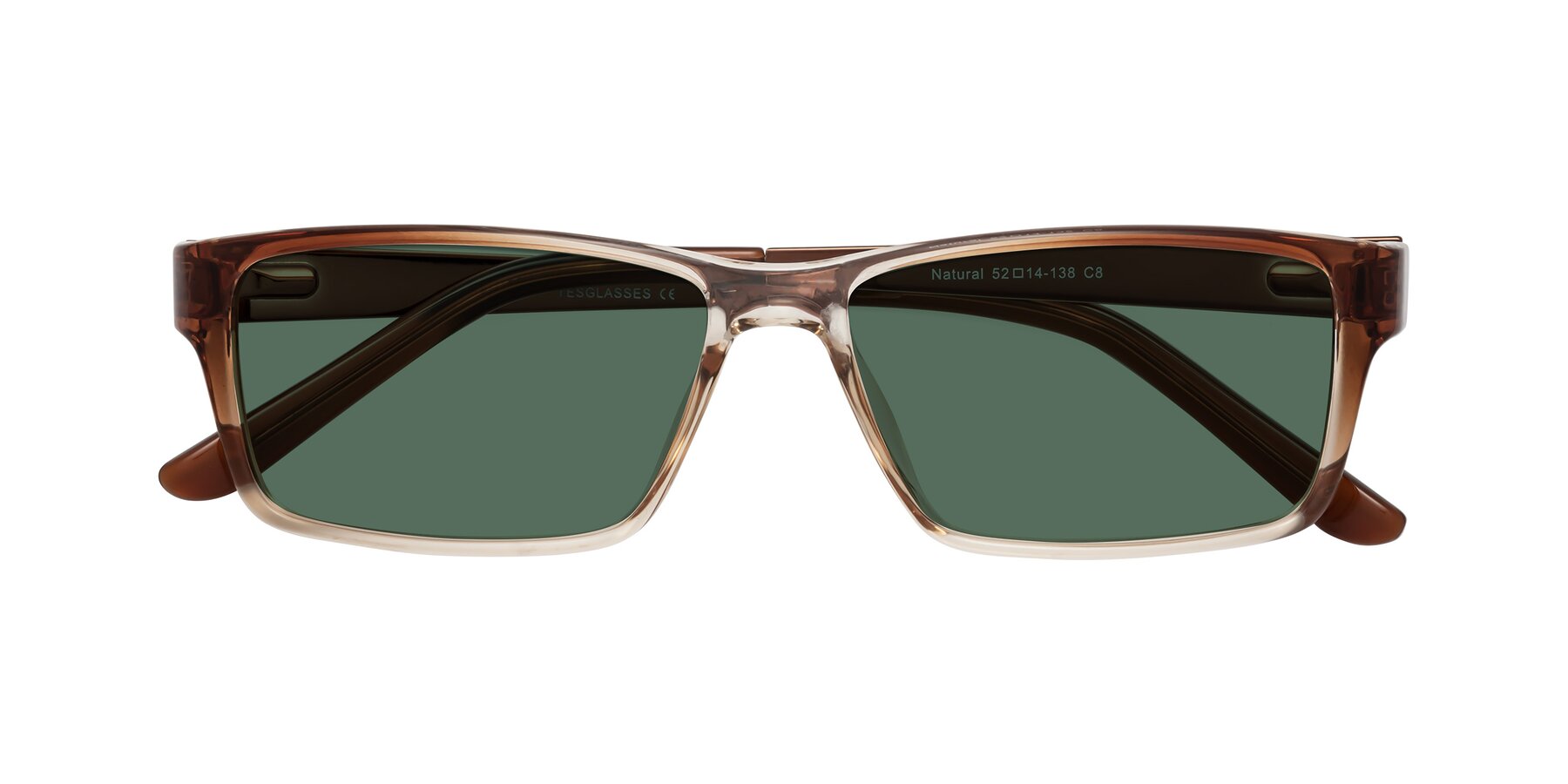 Folded Front of Natural in Gradient Brown with Green Polarized Lenses