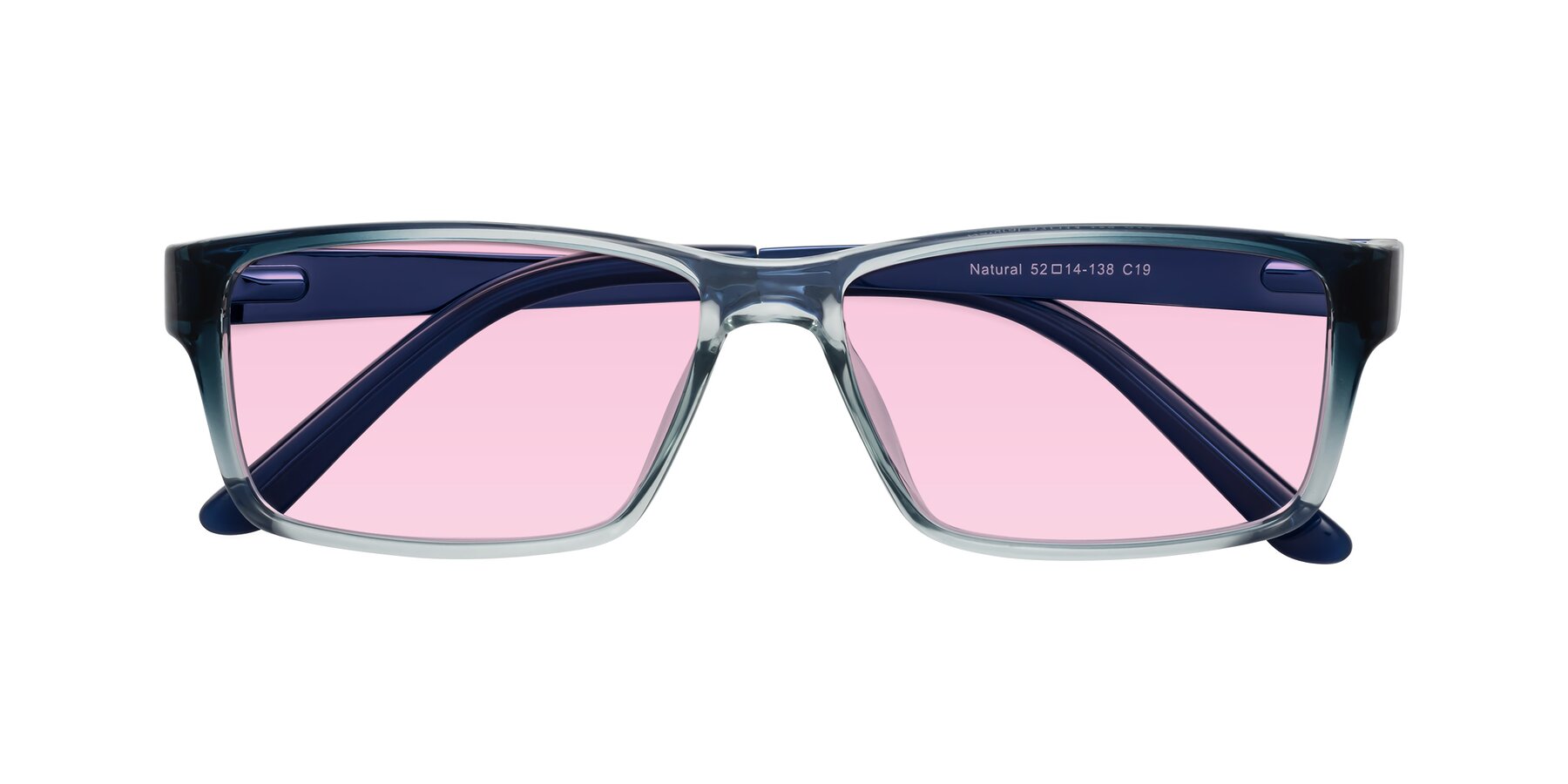 Folded Front of Natural in Gradient Blue with Light Pink Tinted Lenses