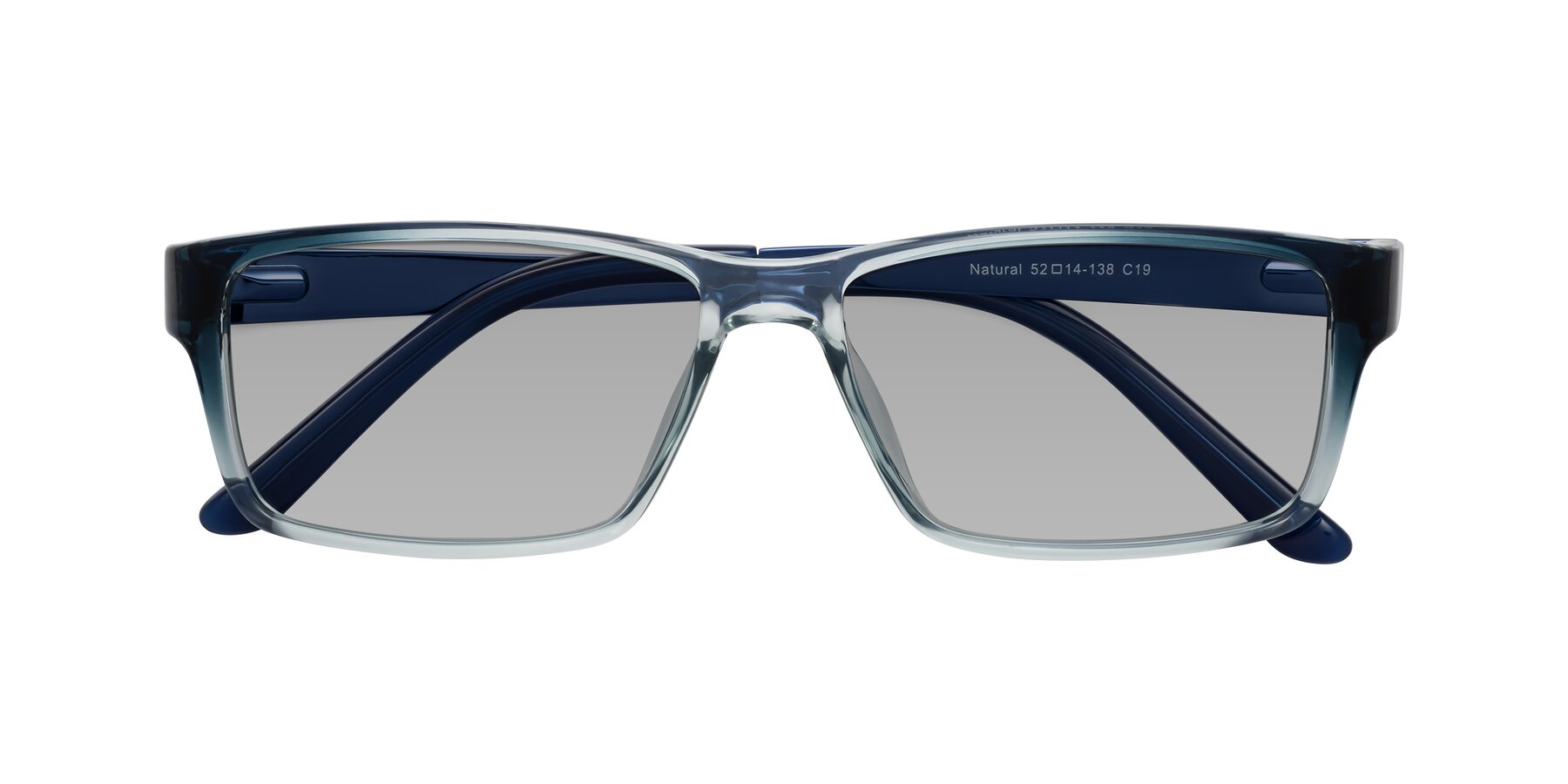 Folded Front of Natural in Gradient Blue with Light Gray Tinted Lenses