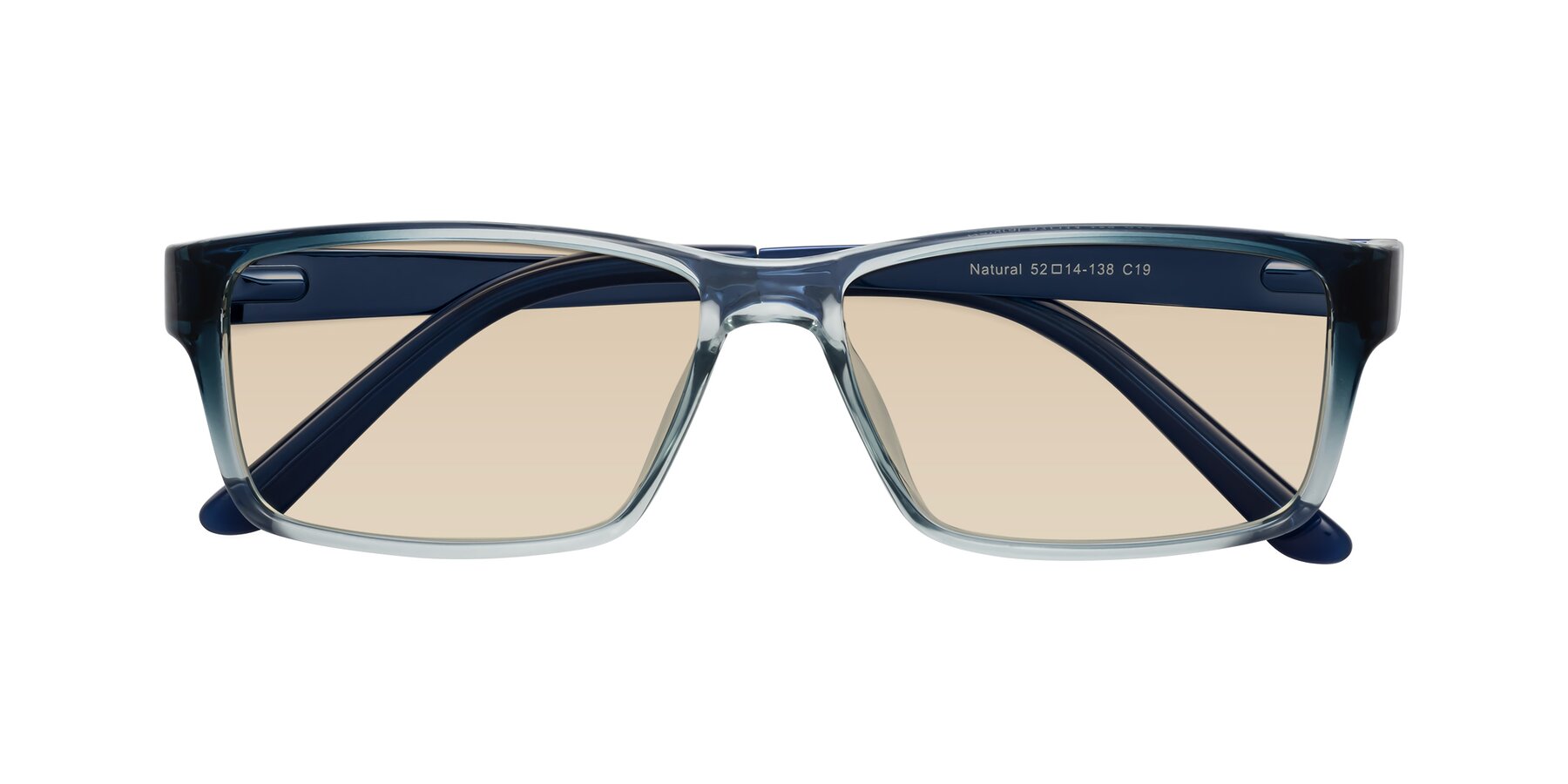 Folded Front of Natural in Gradient Blue with Light Brown Tinted Lenses