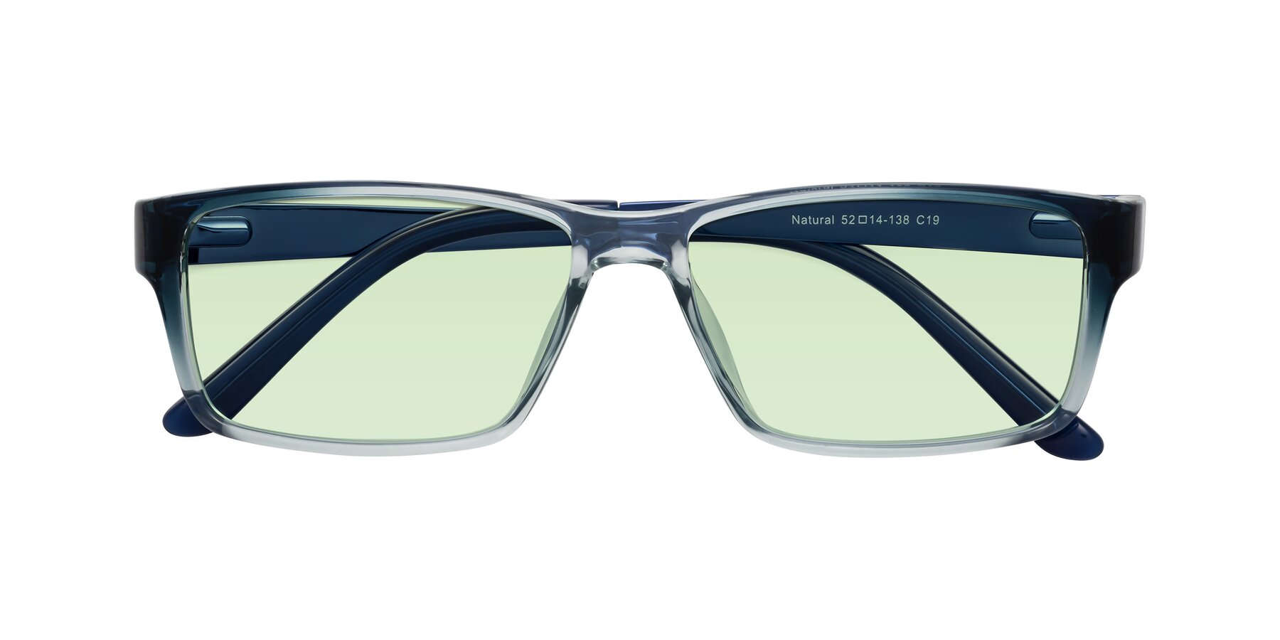 Folded Front of Natural in Gradient Blue with Light Green Tinted Lenses