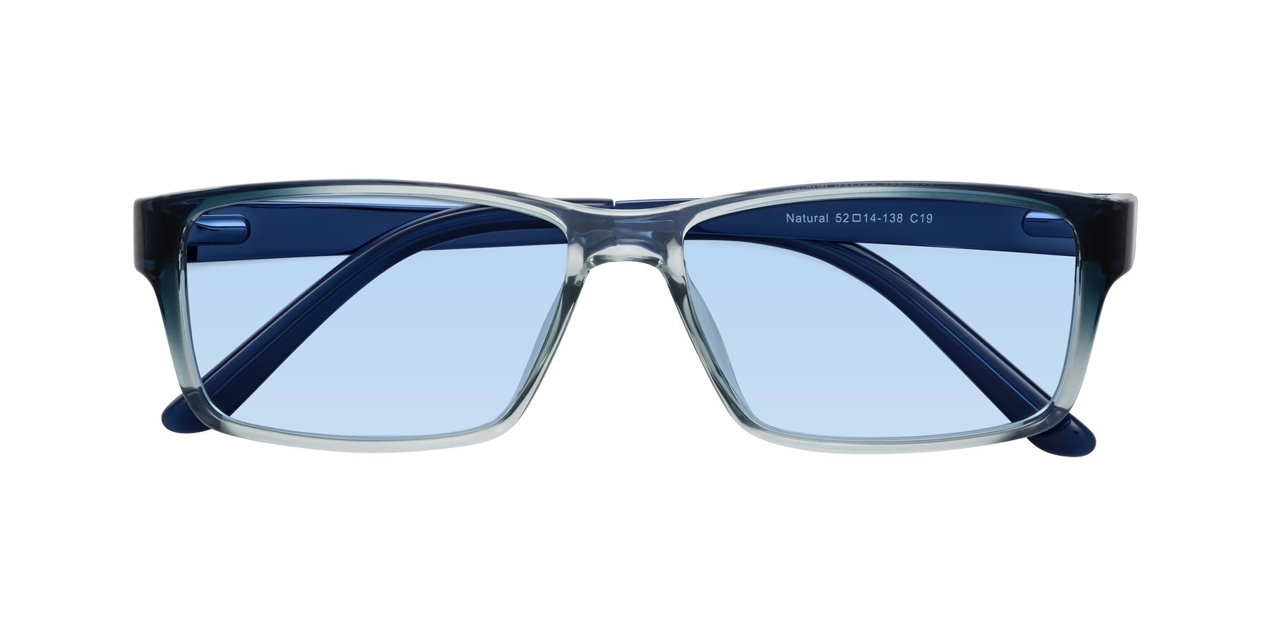 Folded Front of Natural in Gradient Blue with Light Blue Tinted Lenses