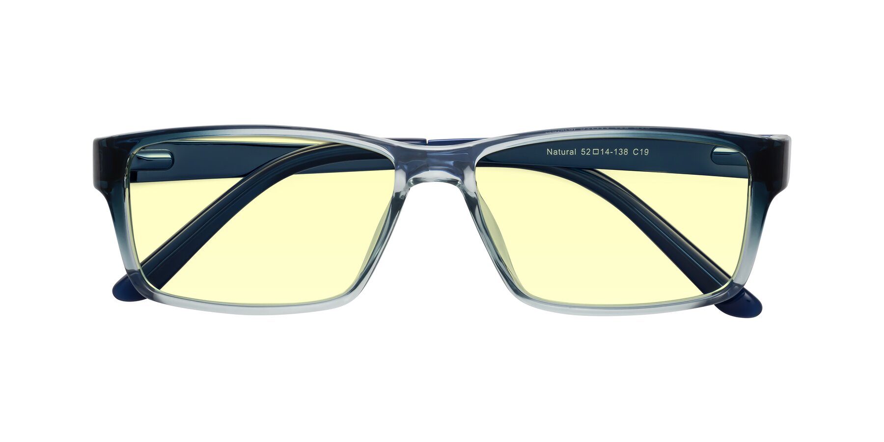 Folded Front of Natural in Gradient Blue with Light Yellow Tinted Lenses