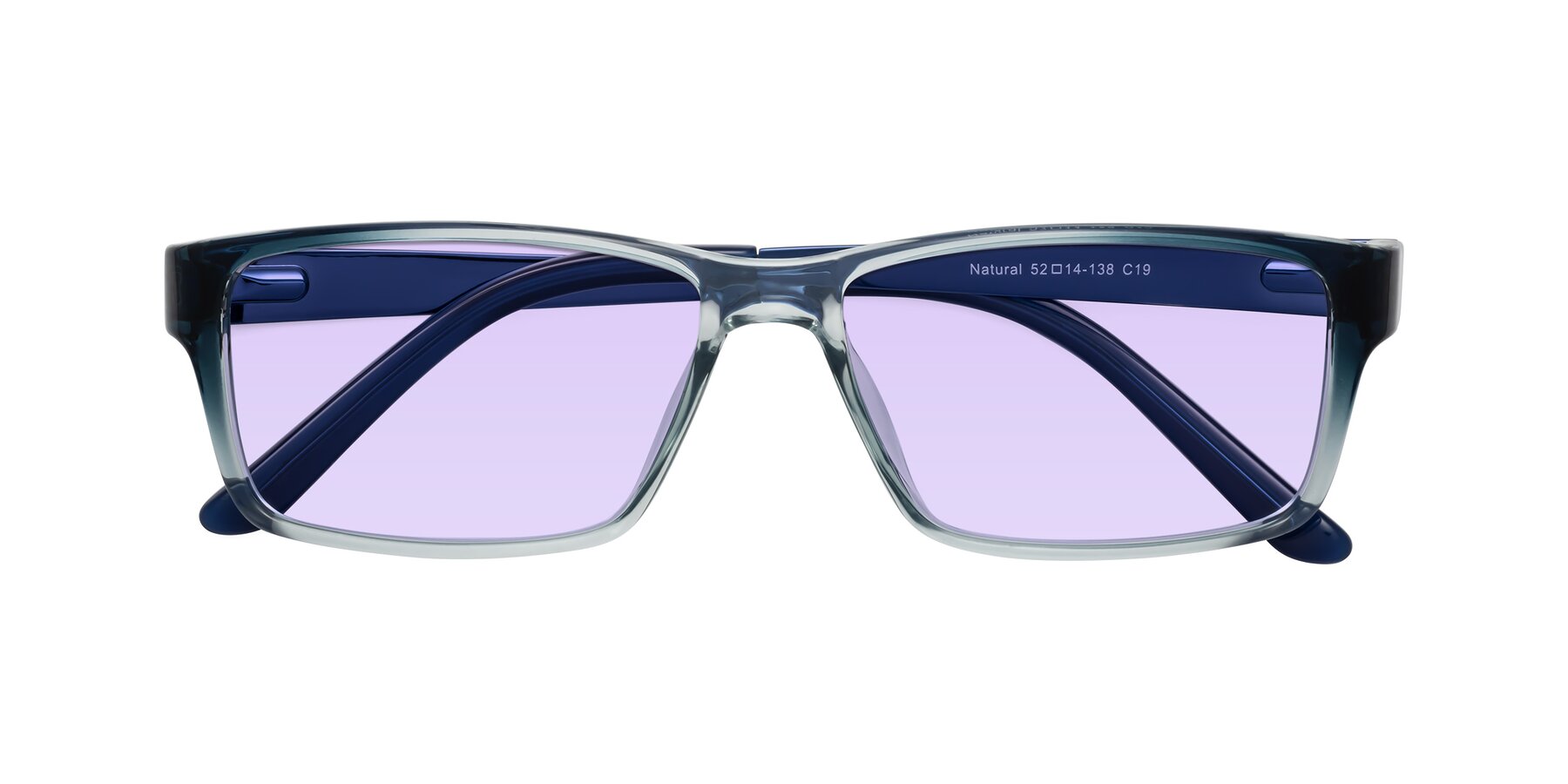 Folded Front of Natural in Gradient Blue with Light Purple Tinted Lenses