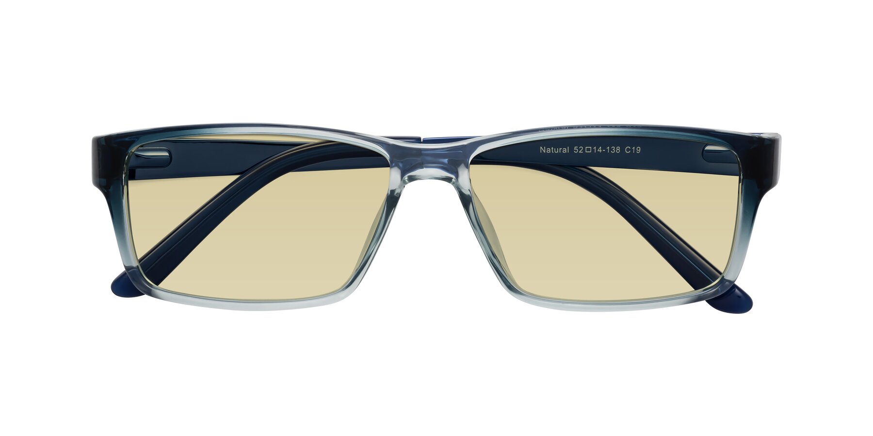 Folded Front of Natural in Gradient Blue with Light Champagne Tinted Lenses