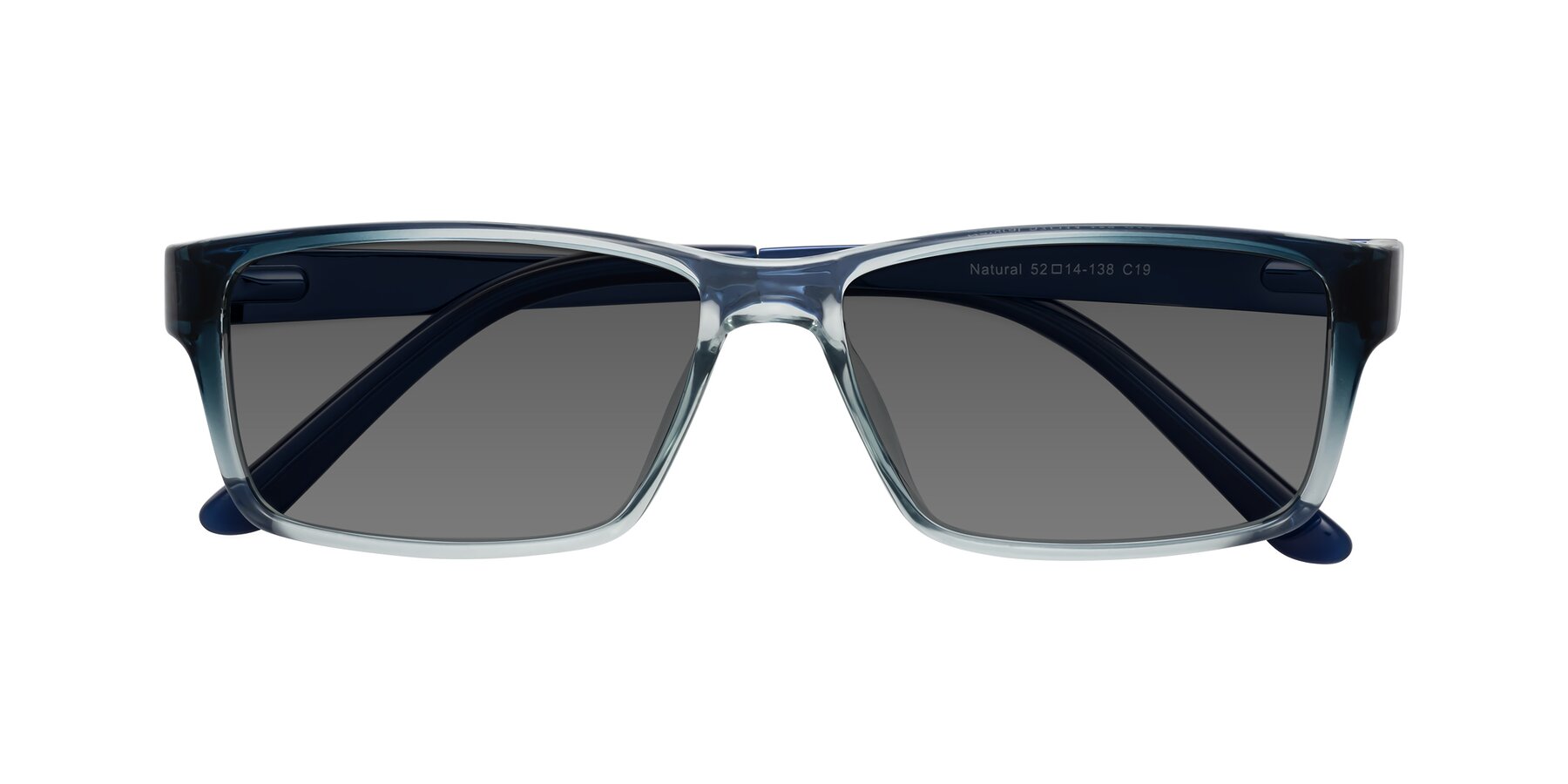 Folded Front of Natural in Gradient Blue with Medium Gray Tinted Lenses