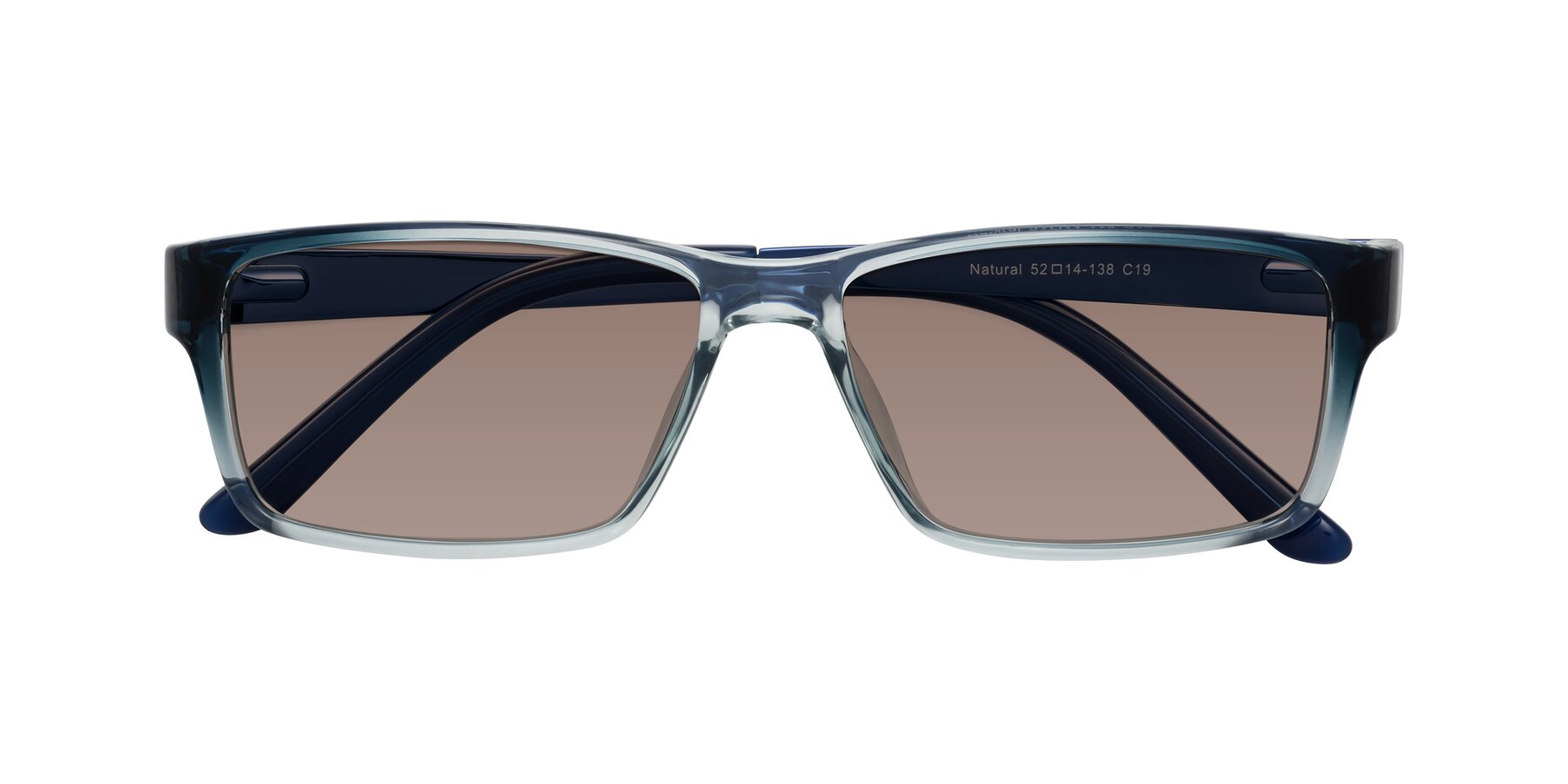 Folded Front of Natural in Gradient Blue with Medium Brown Tinted Lenses