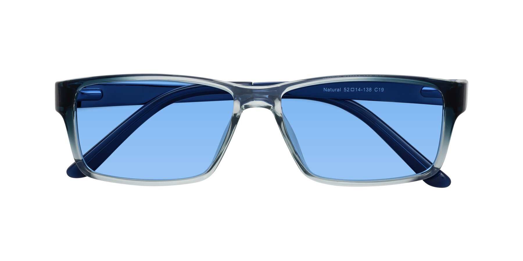 Folded Front of Natural in Gradient Blue with Medium Blue Tinted Lenses