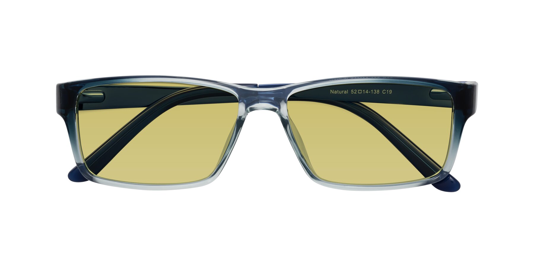 Folded Front of Natural in Gradient Blue with Medium Champagne Tinted Lenses