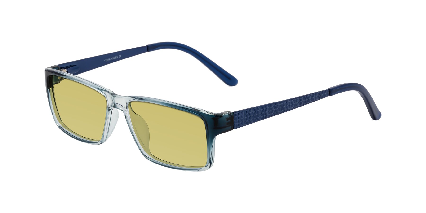 Angle of Natural in Gradient Blue with Medium Champagne Tinted Lenses