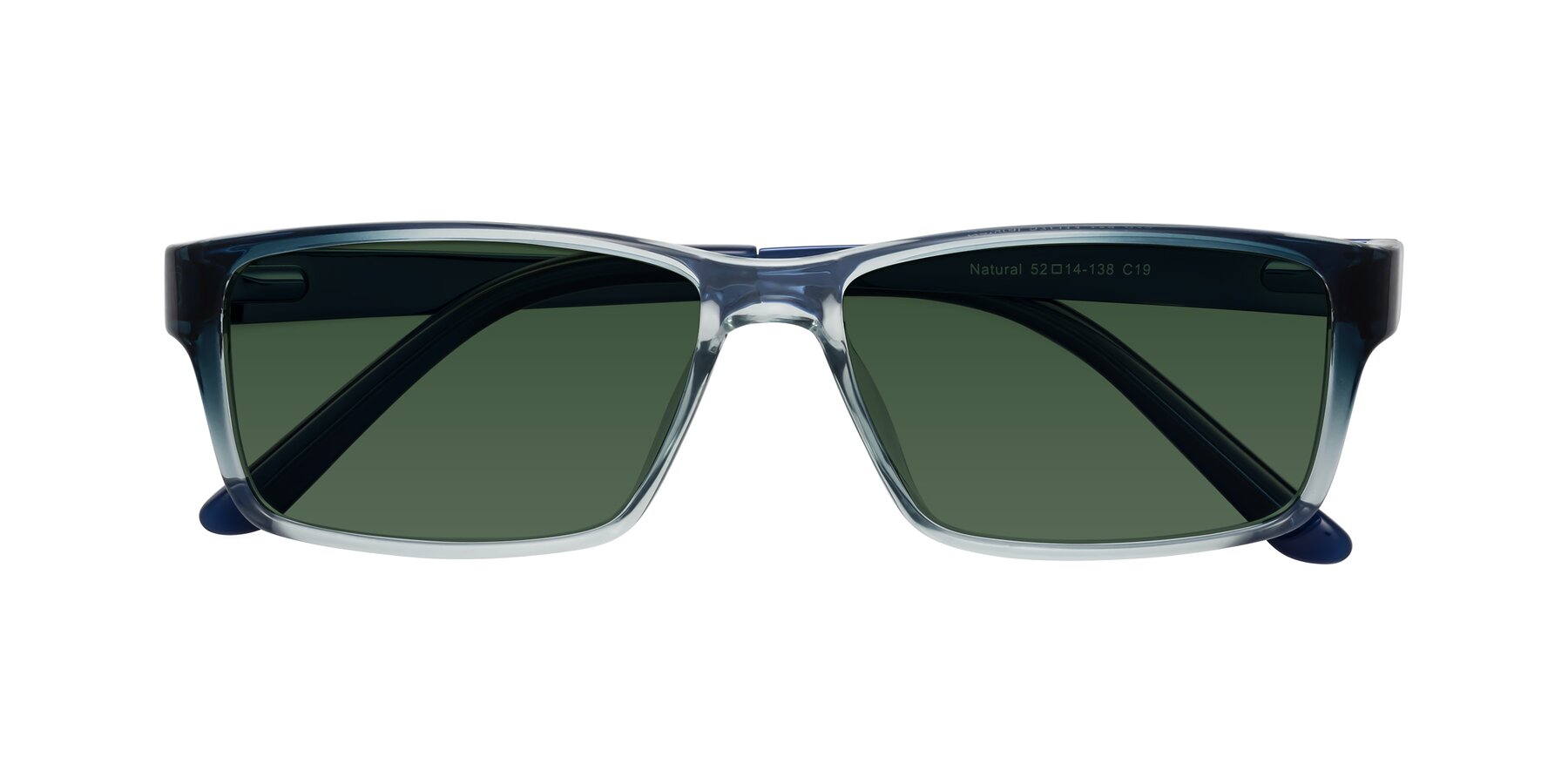 Folded Front of Natural in Gradient Blue with Green Tinted Lenses