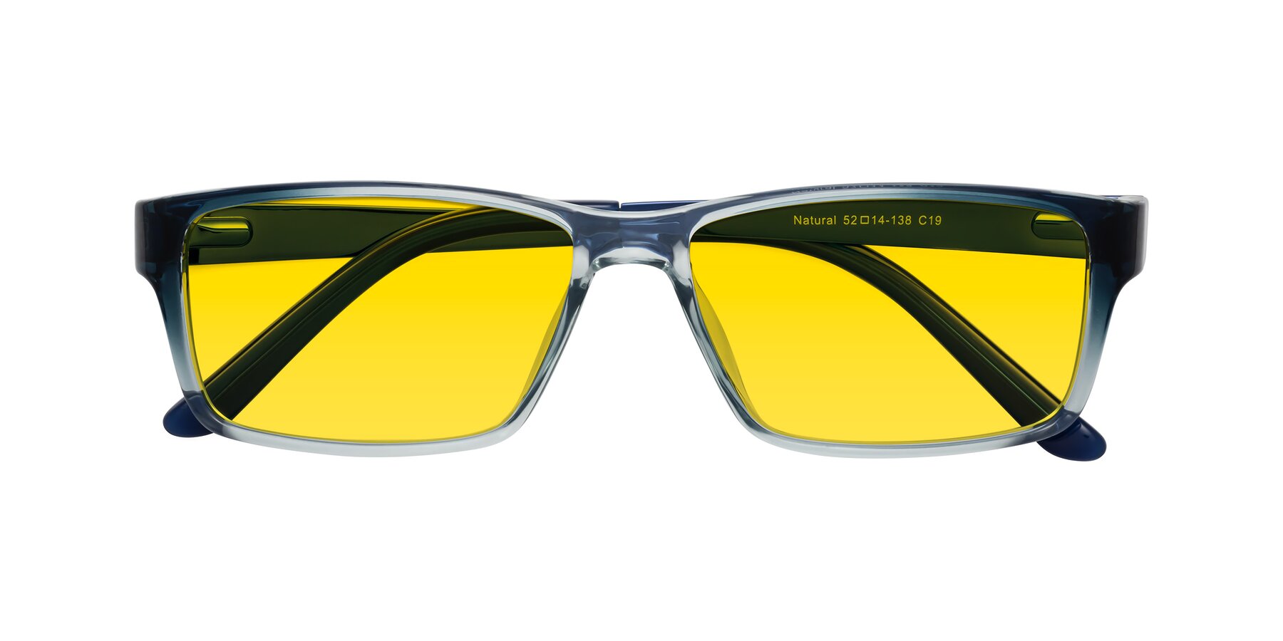 Folded Front of Natural in Gradient Blue with Yellow Tinted Lenses