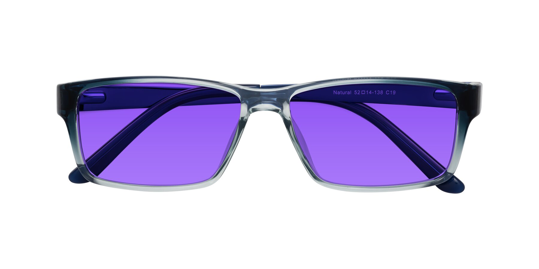 Folded Front of Natural in Gradient Blue with Purple Tinted Lenses