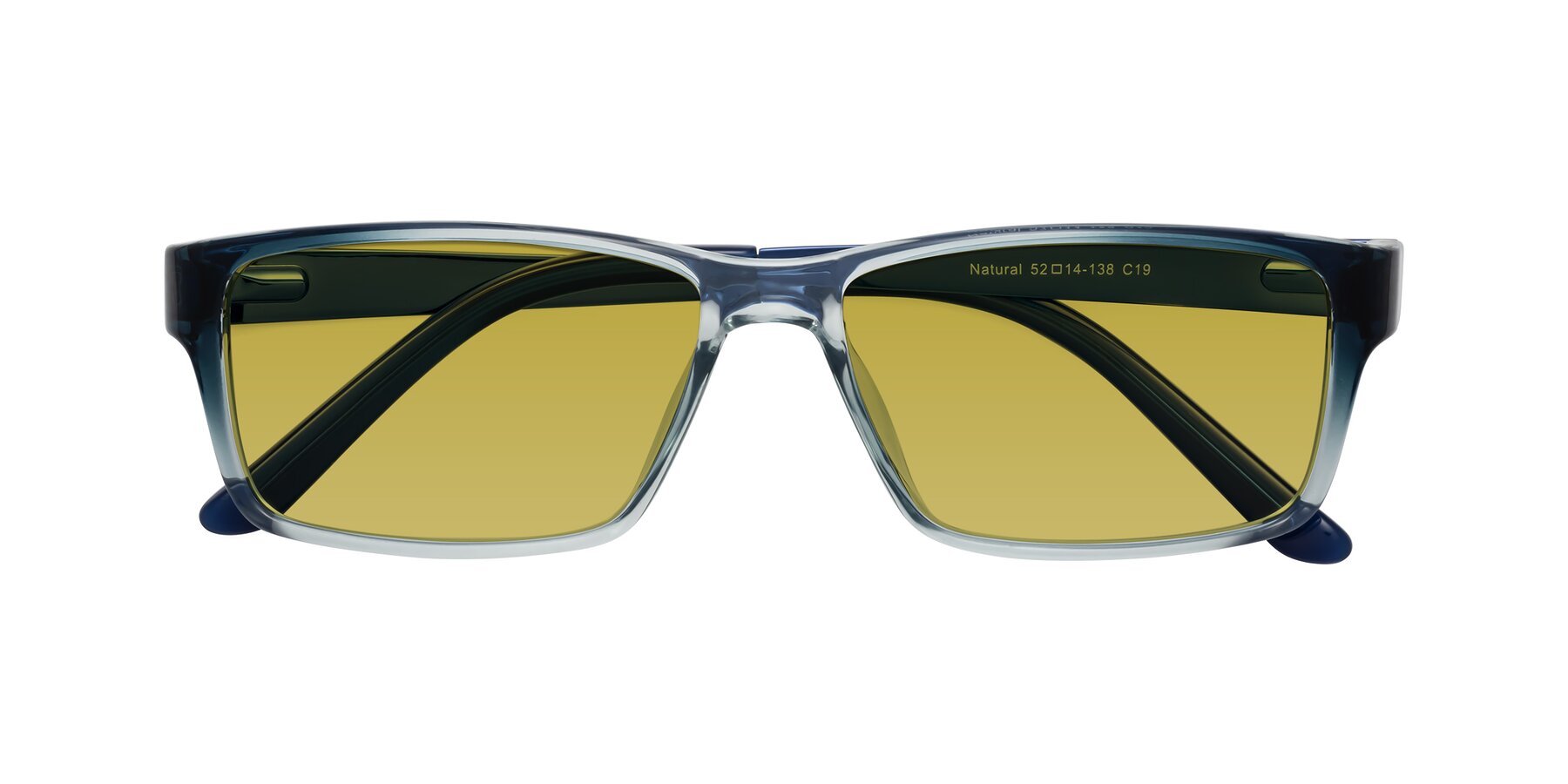 Folded Front of Natural in Gradient Blue with Champagne Tinted Lenses