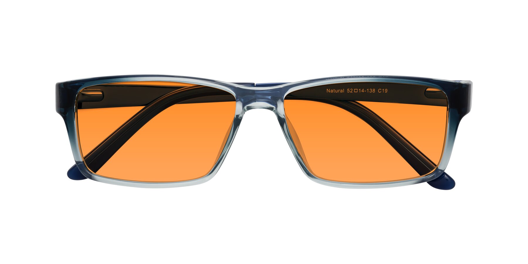 Folded Front of Natural in Gradient Blue with Orange Tinted Lenses