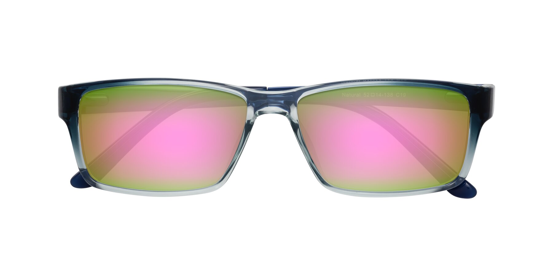 Folded Front of Natural in Gradient Blue with Pink Mirrored Lenses