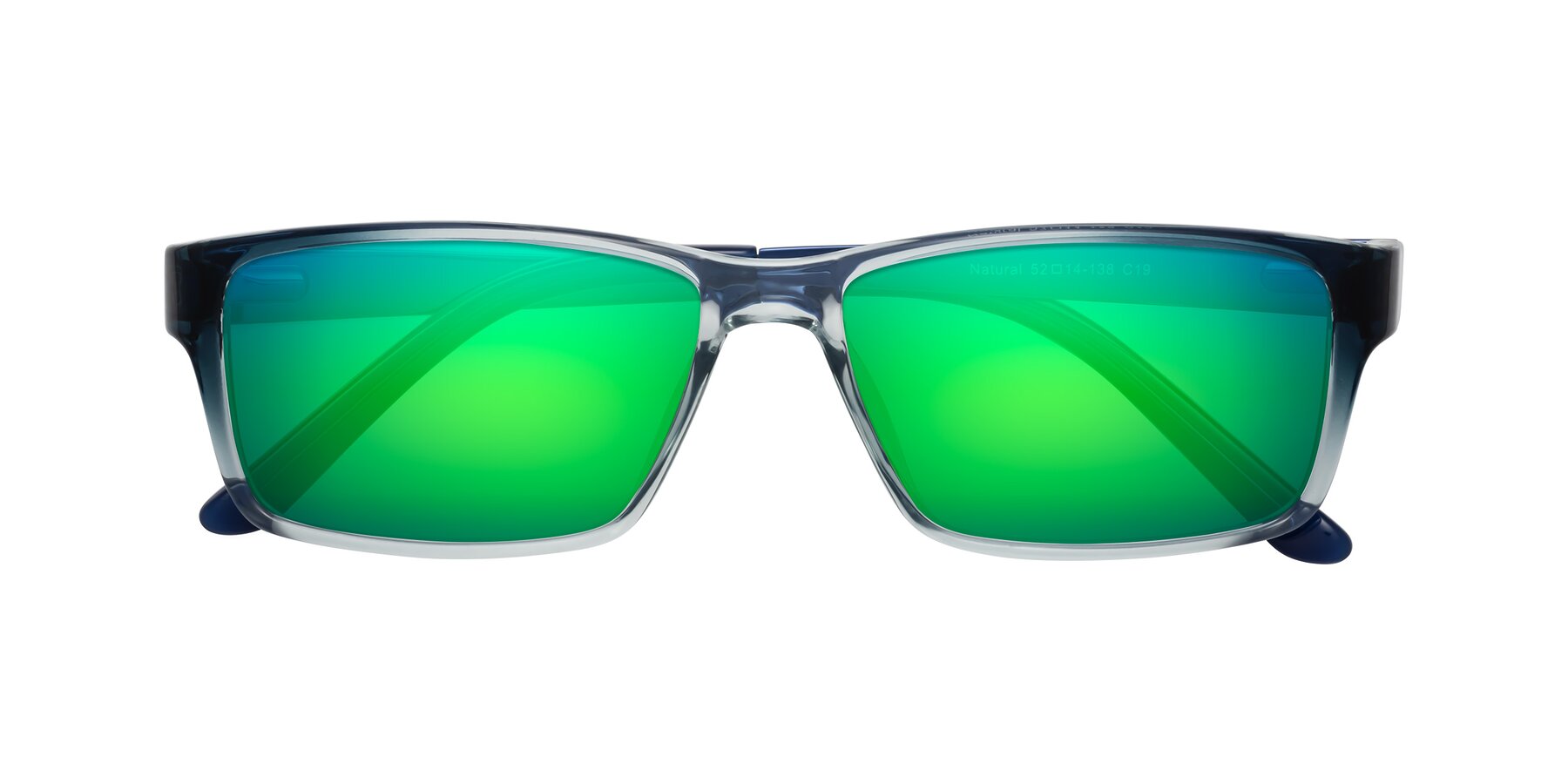 Folded Front of Natural in Gradient Blue with Green Mirrored Lenses