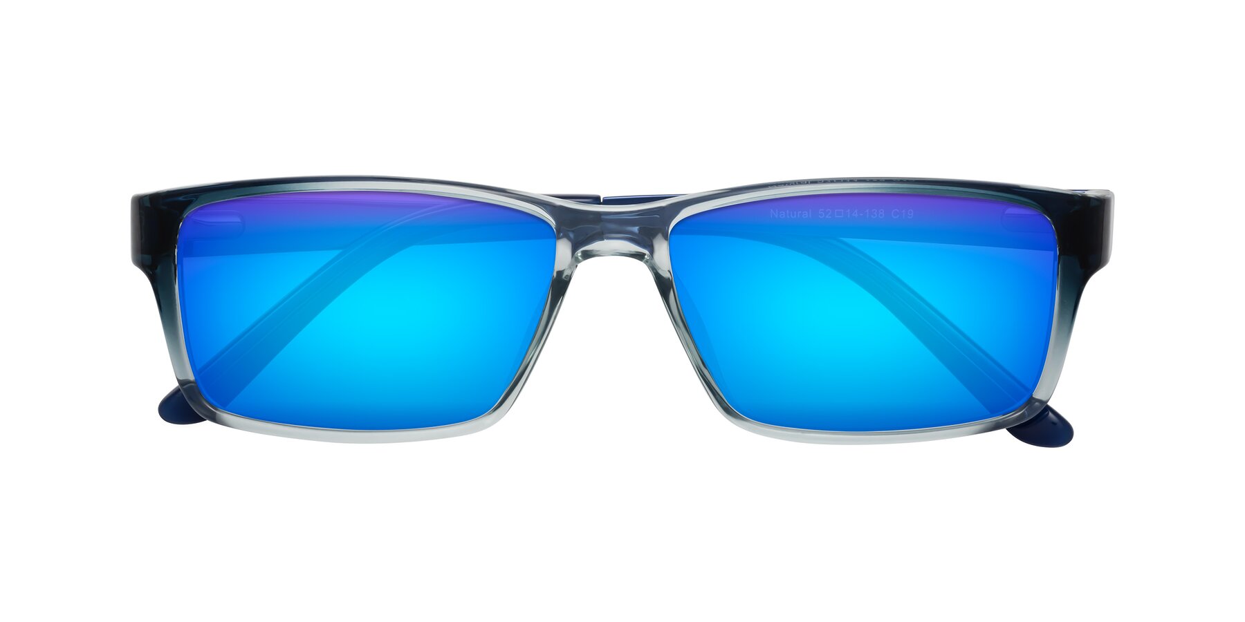 Folded Front of Natural in Gradient Blue with Blue Mirrored Lenses