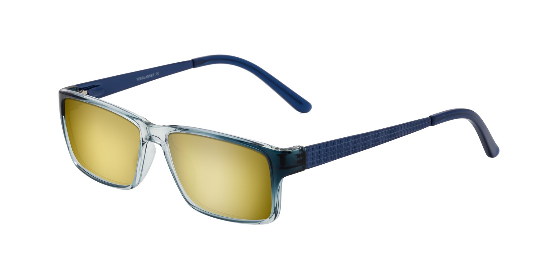 Angle of Natural in Gradient Blue with Gold Mirrored Lenses