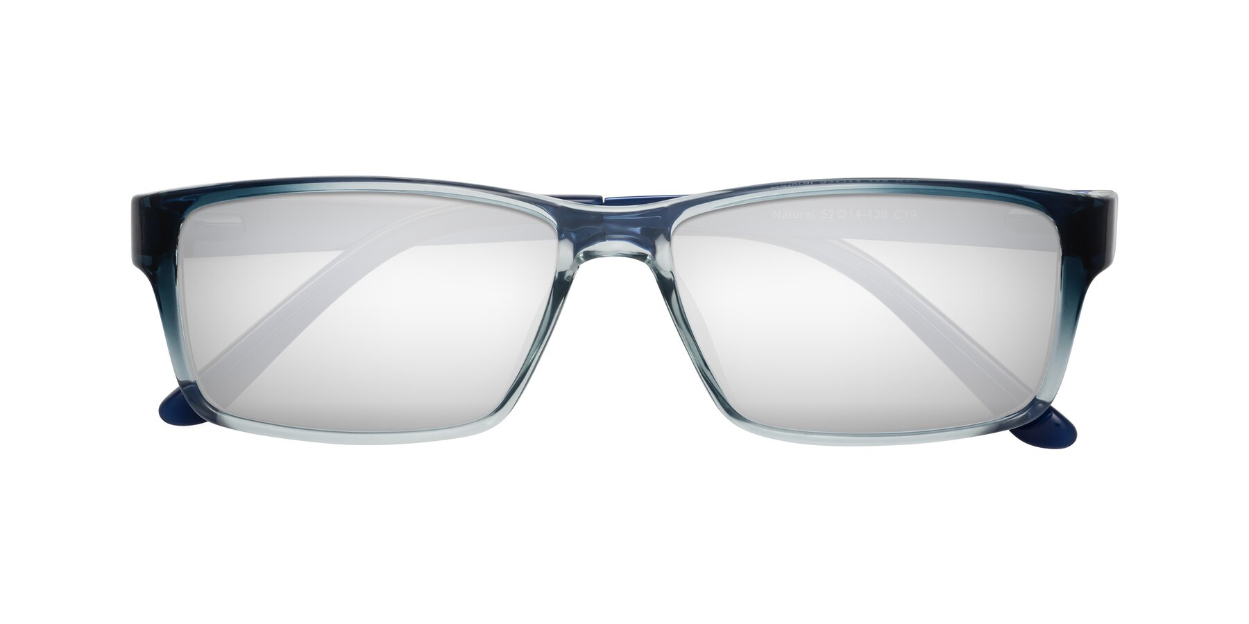 Folded Front of Natural in Gradient Blue with Silver Mirrored Lenses