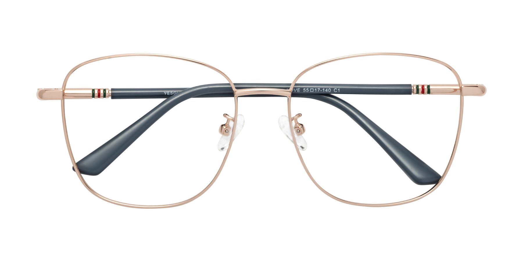 Folded Front of Love in Gold with Clear Eyeglass Lenses