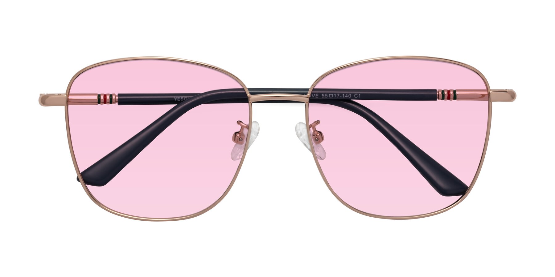 Folded Front of Love in Gold with Light Pink Tinted Lenses