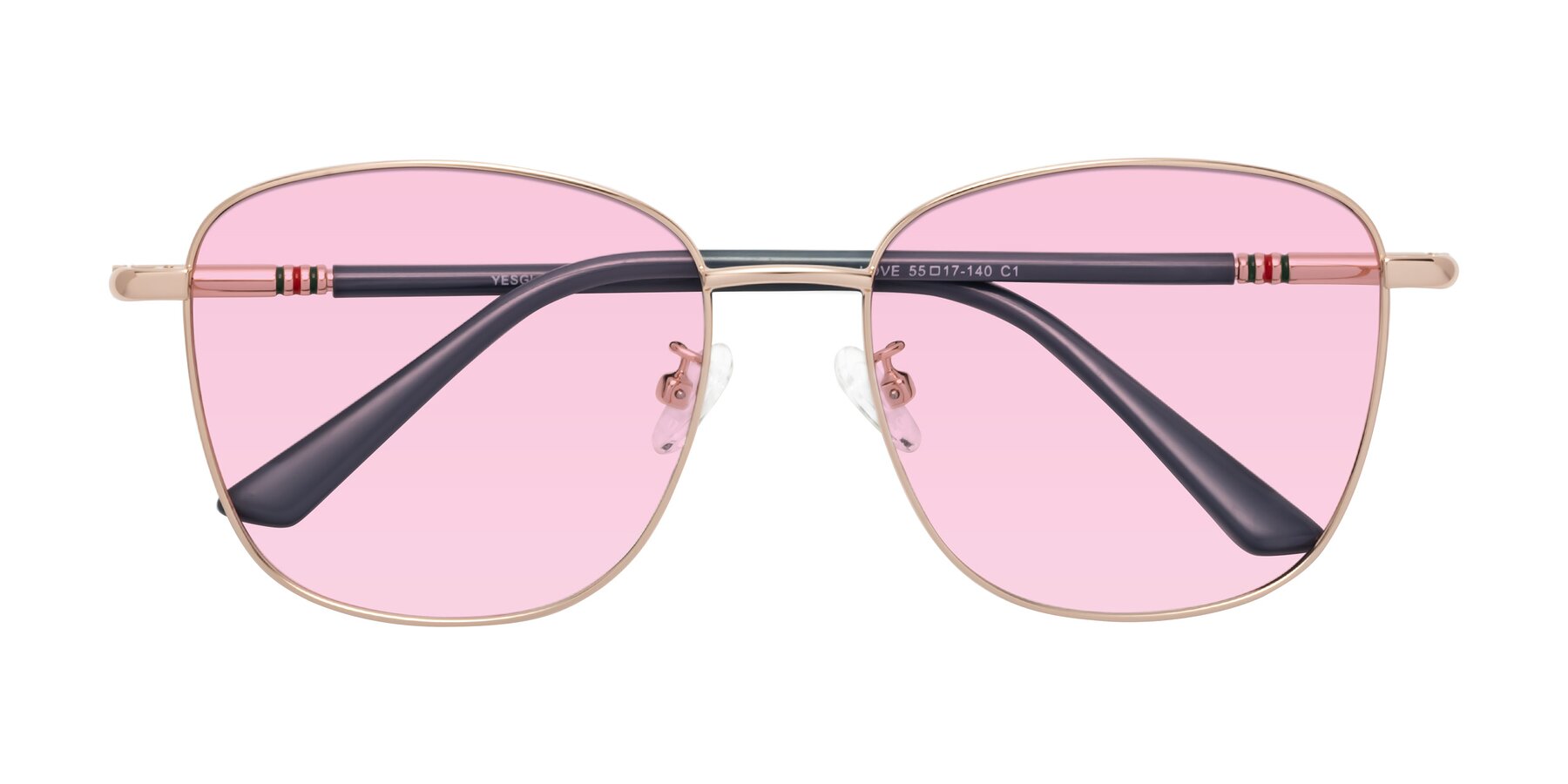 Folded Front of Love in Gold with Light Pink Tinted Lenses
