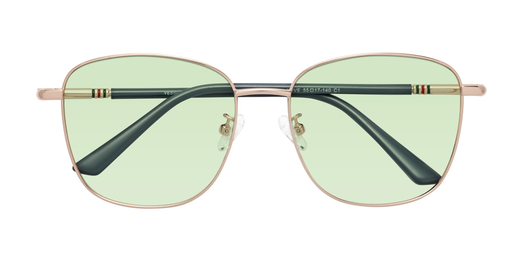 Folded Front of Love in Gold with Light Green Tinted Lenses