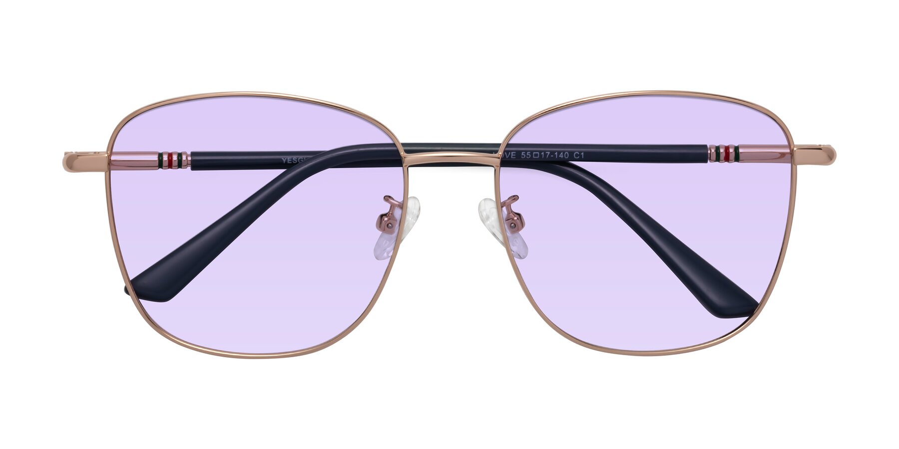 Folded Front of Love in Gold with Light Purple Tinted Lenses