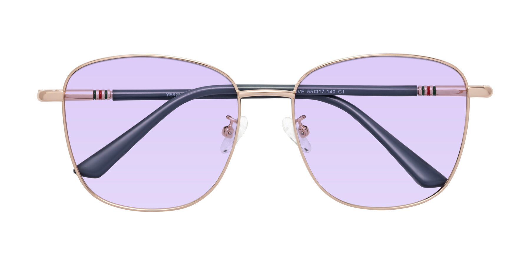 Folded Front of Love in Gold with Light Purple Tinted Lenses