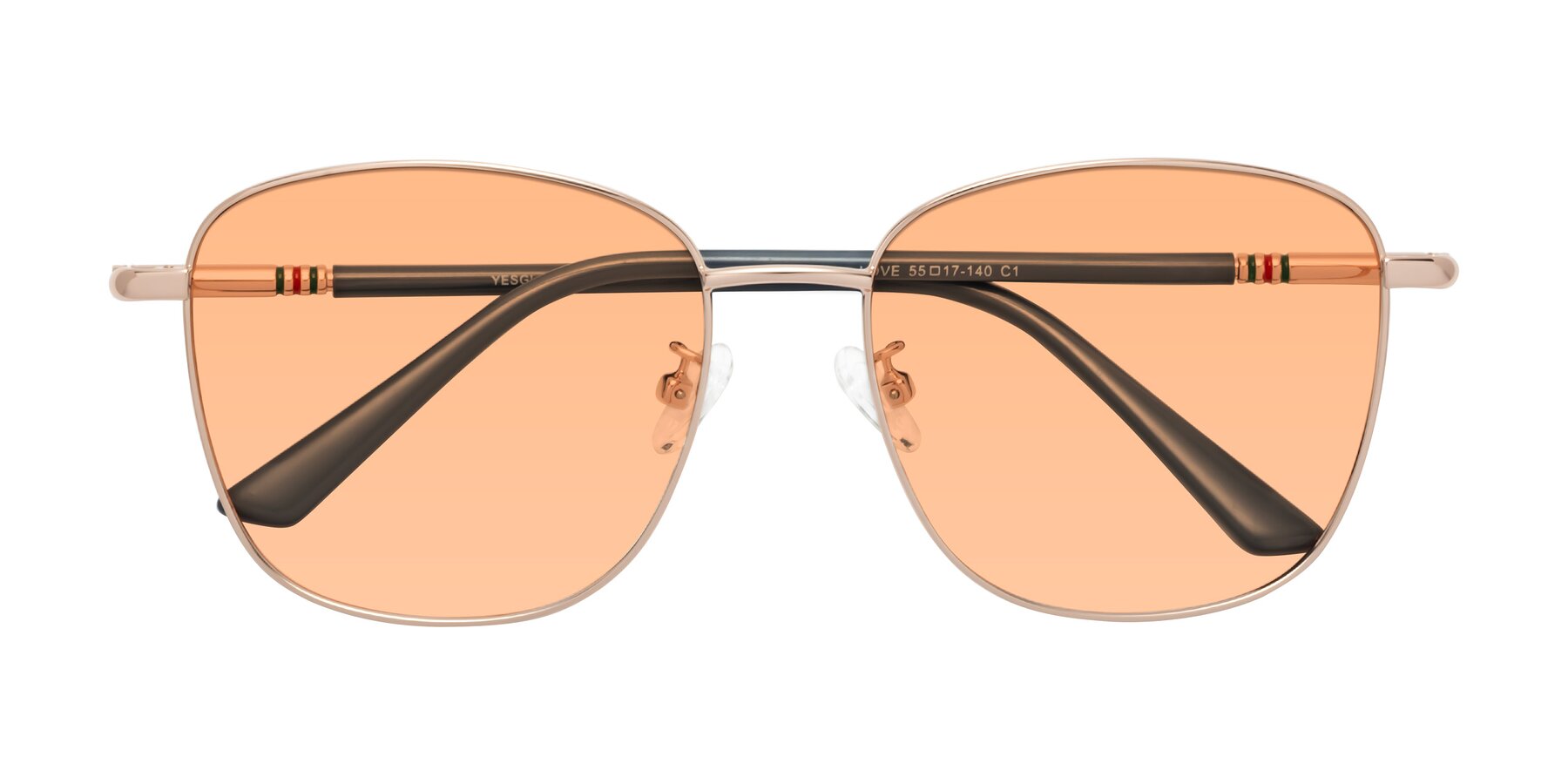 Folded Front of Love in Gold with Light Orange Tinted Lenses