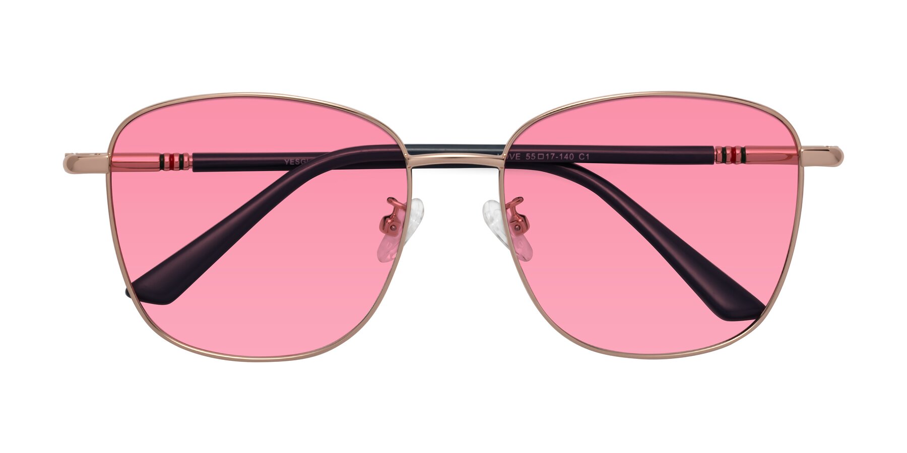 Folded Front of Love in Gold with Pink Tinted Lenses