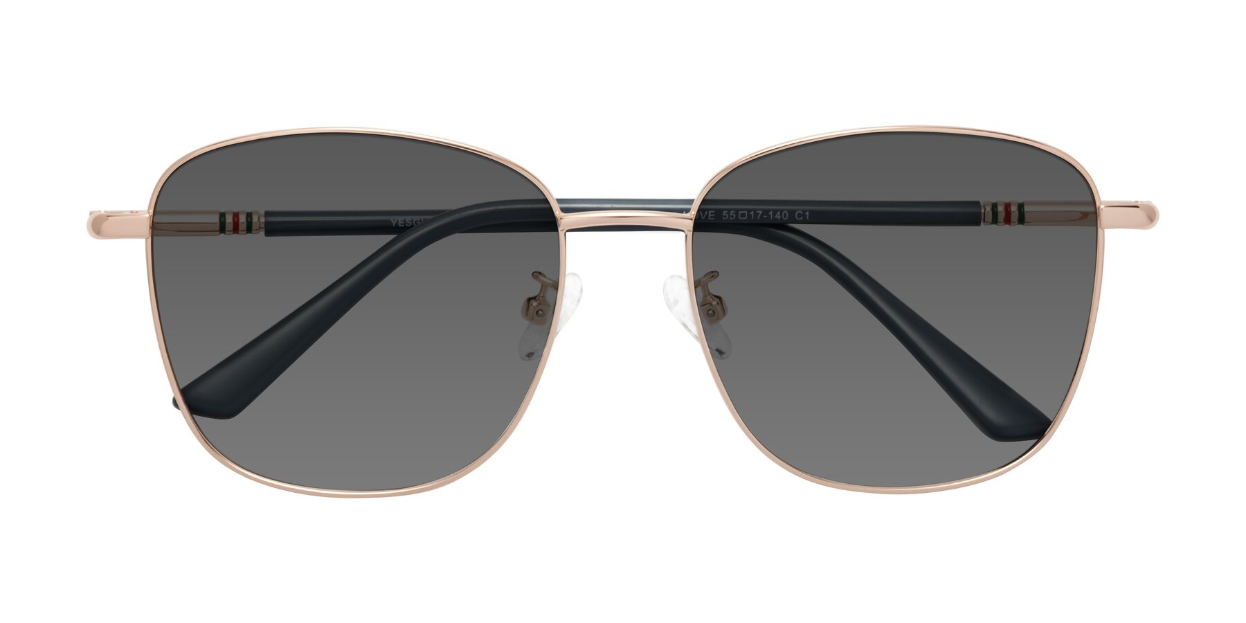 Folded Front of Love in Gold with Medium Gray Tinted Lenses