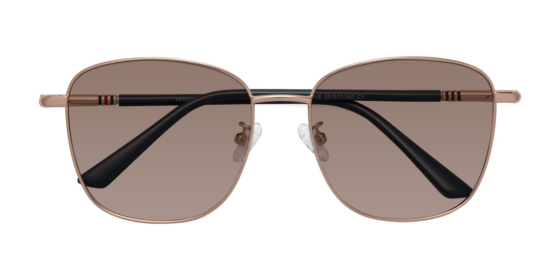 Folded Front of Love in Gold with Medium Brown Tinted Lenses