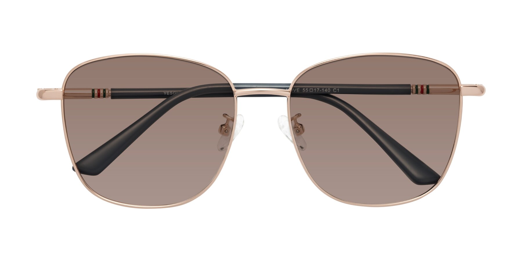 Folded Front of Love in Gold with Medium Brown Tinted Lenses