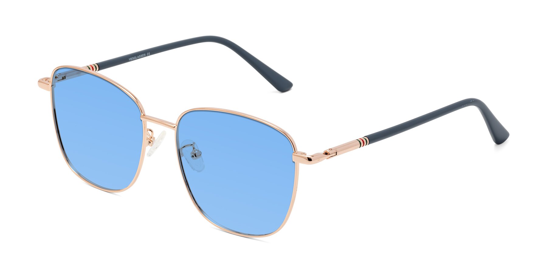 Angle of Love in Gold with Medium Blue Tinted Lenses