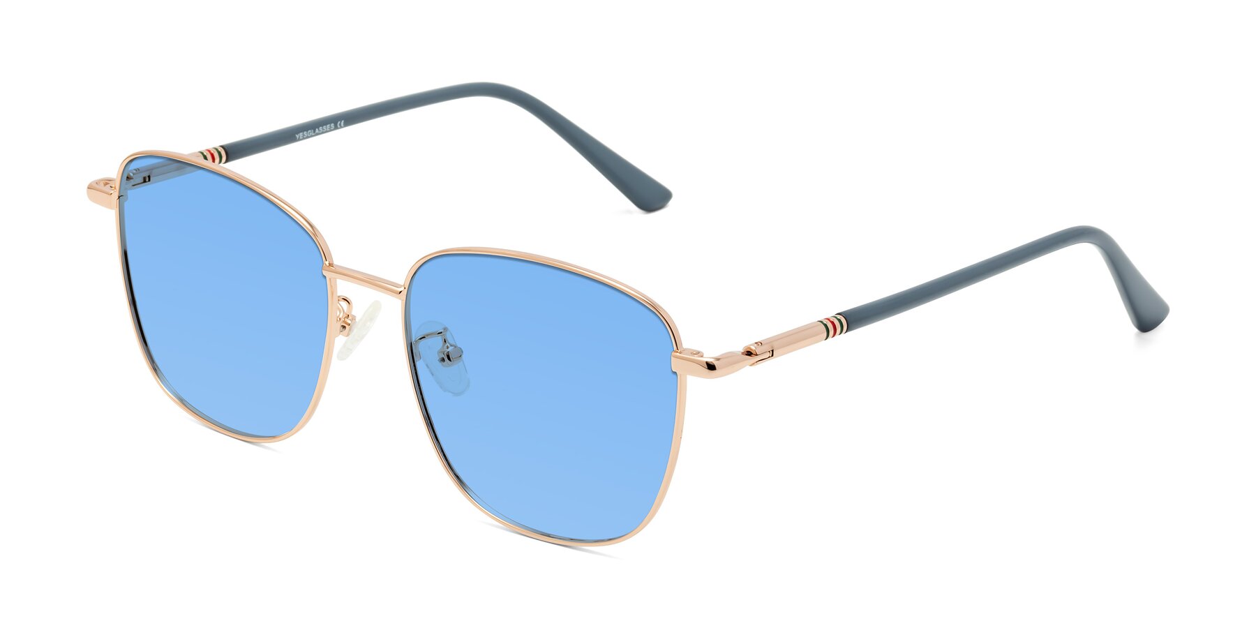 Angle of Love in Gold with Medium Blue Tinted Lenses