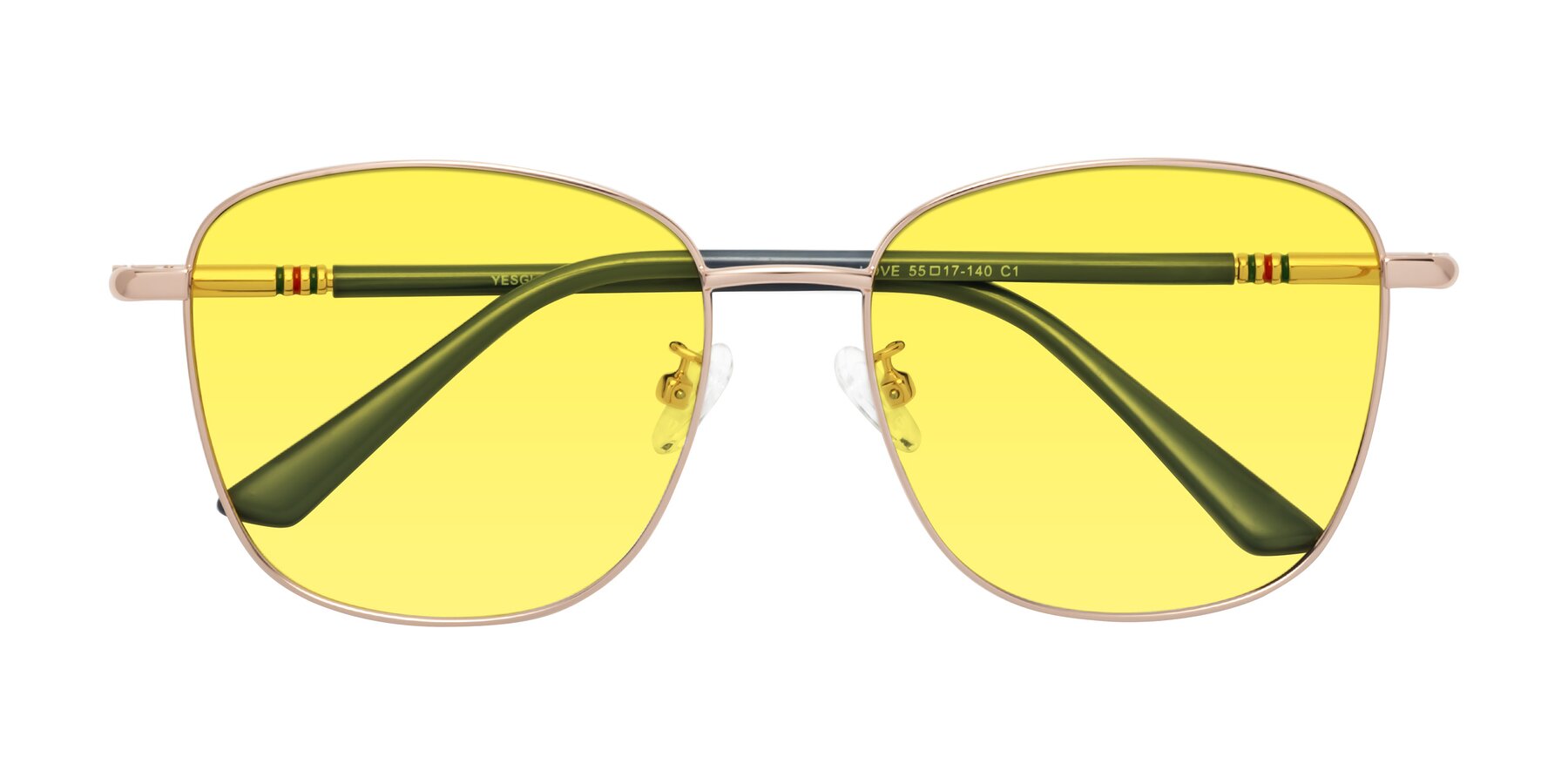 Folded Front of Love in Gold with Medium Yellow Tinted Lenses
