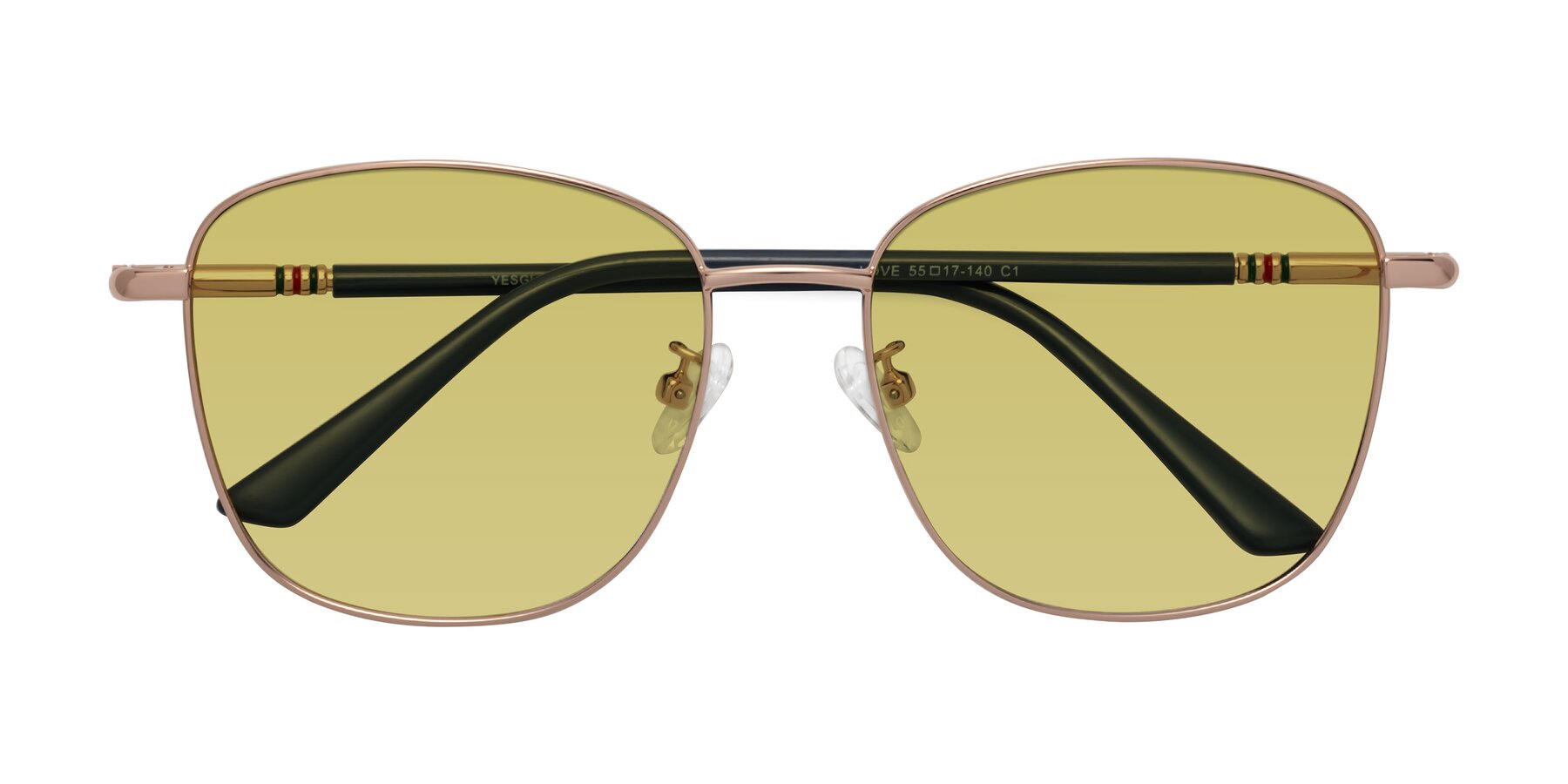 Folded Front of Love in Gold with Medium Champagne Tinted Lenses